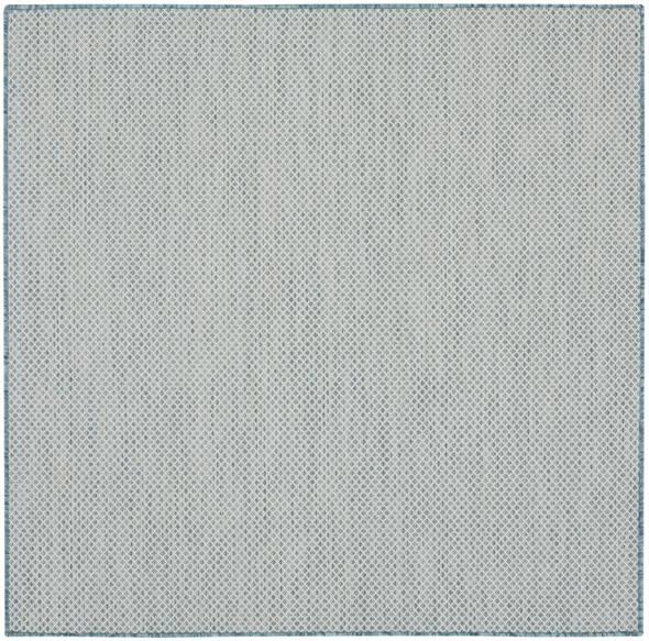 5' Blue Square Geometric Power Loom Area Rug