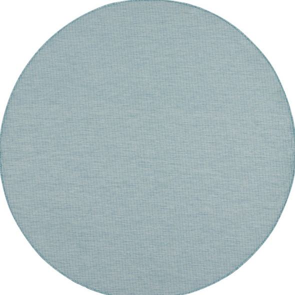 6' Aqua Round Power Loom Area Rug