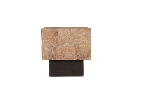 22" Black And Brown Solid Wood Square End Table
