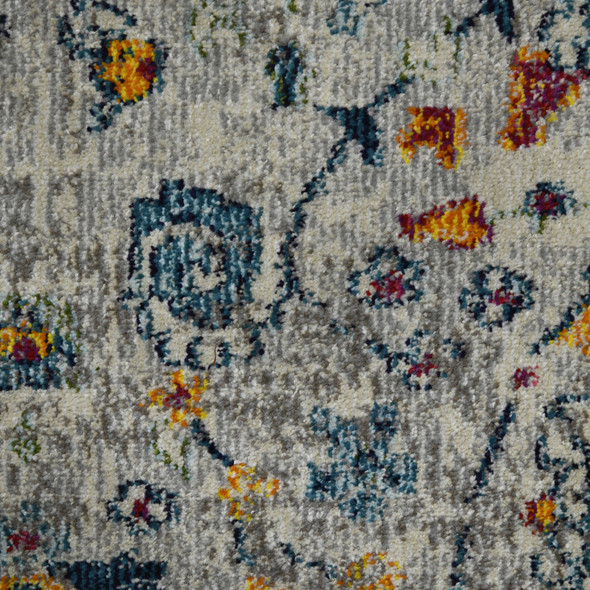 8' X 8' Gray Blue And Orange Area Rug