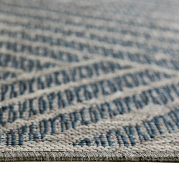 8' X 10' Gray and Blue Geometric Stain Resistant Indoor Outdoor Area Rug