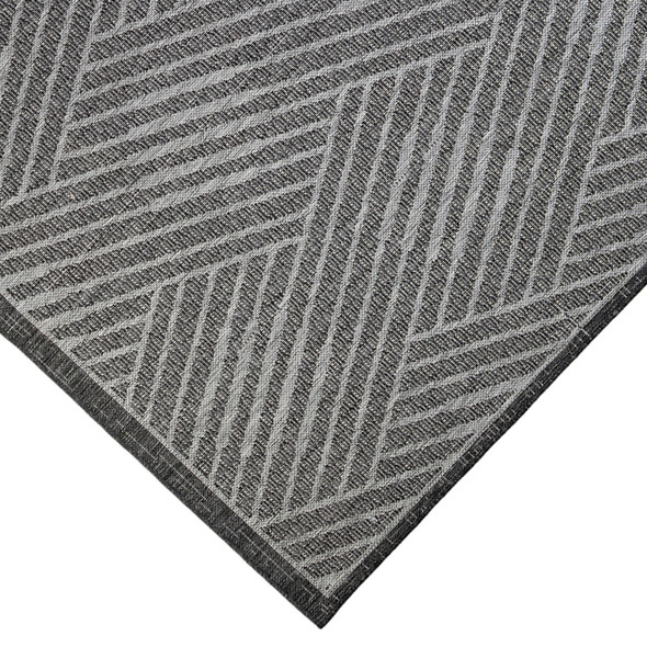 9' X 12' Gray and Blue Geometric Stain Resistant Indoor Outdoor Area Rug