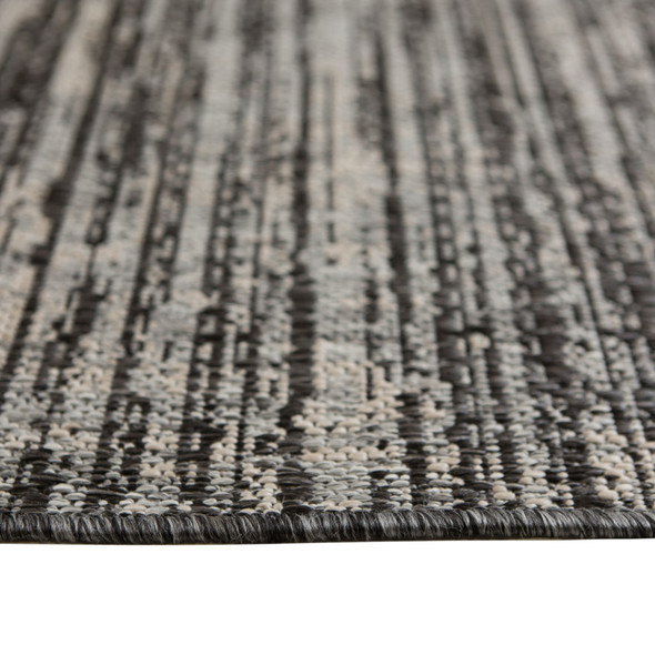 9' X 12' Brown and Ivory Striped Stain Resistant Indoor Outdoor Area Rug