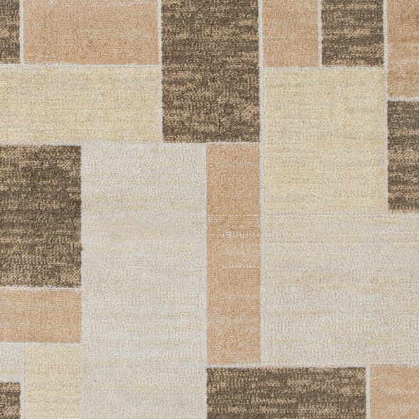 3' X 5' Beige Geometric Power Loom Area Rug