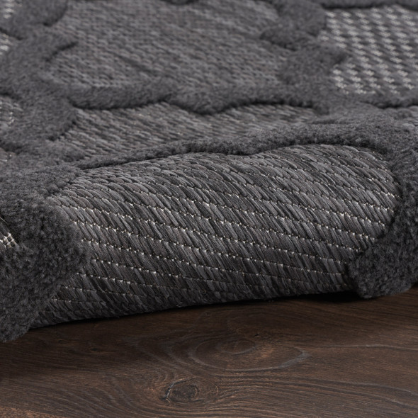 6' X 9' Charcoal And Black Trellis Indoor Outdoor Area Rug