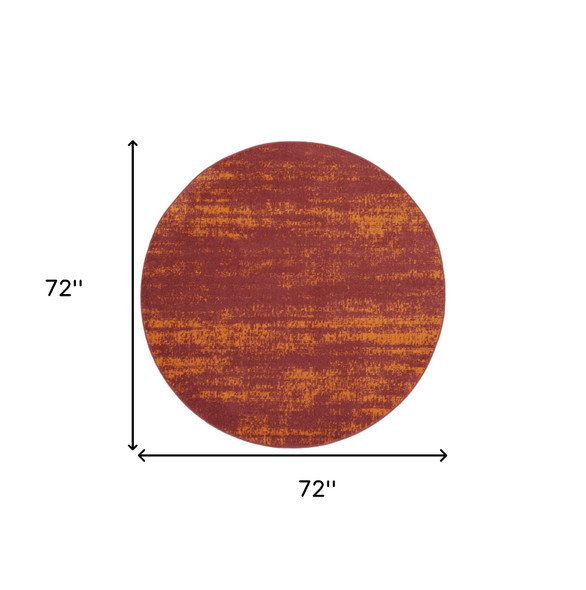 6' Red And Orange Round Abstract Indoor Outdoor Area Rug