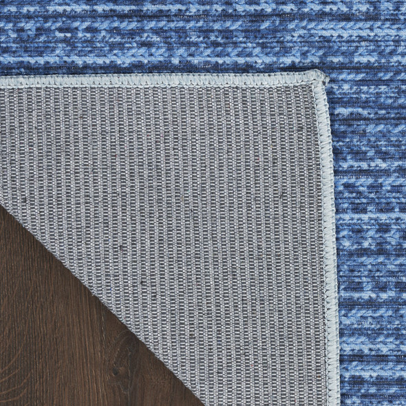 4' X 6' Blue Abstract Washable Non Skid Area Rug