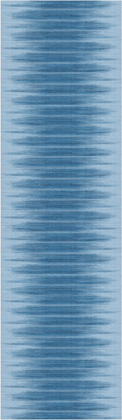 8' Blue Ombre Distressed Non Skid Runner Rug