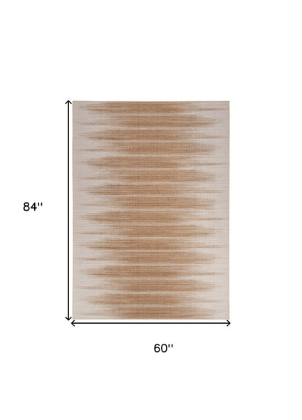 5' X 7' Brown Ombre Distressed Non Skid Area Rug