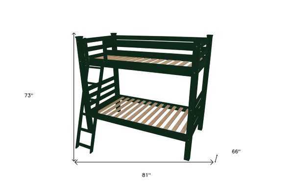 Green Twin Traditional Solid Wood Bunk Bed