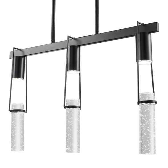 Black And Clear Three Light Metal Dimmable Smart Enabled Chandelier With Clear Shades