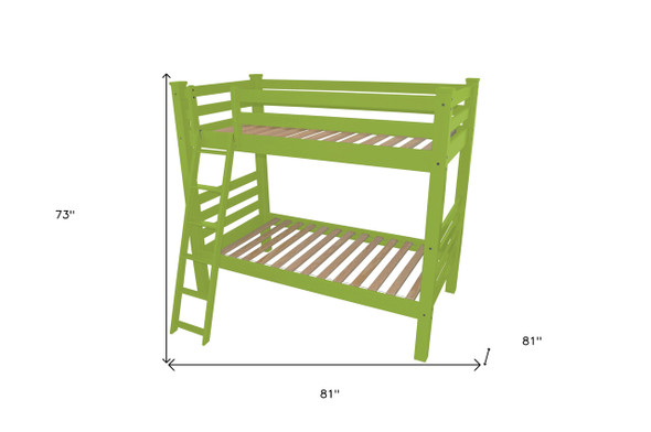 Green Full Traditional Solid Wood Bunk Bed