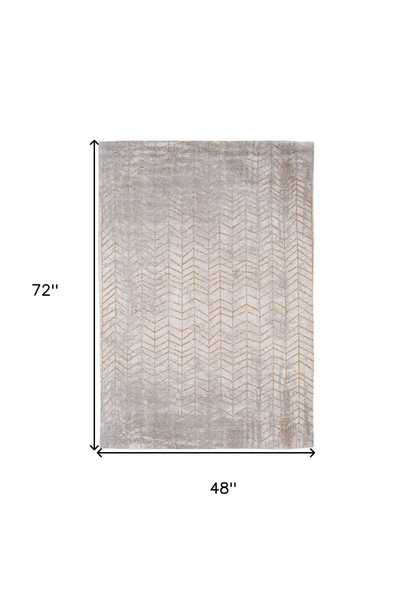 5' X 7' Gray and Yellow Chevron Non Skid Area Rug