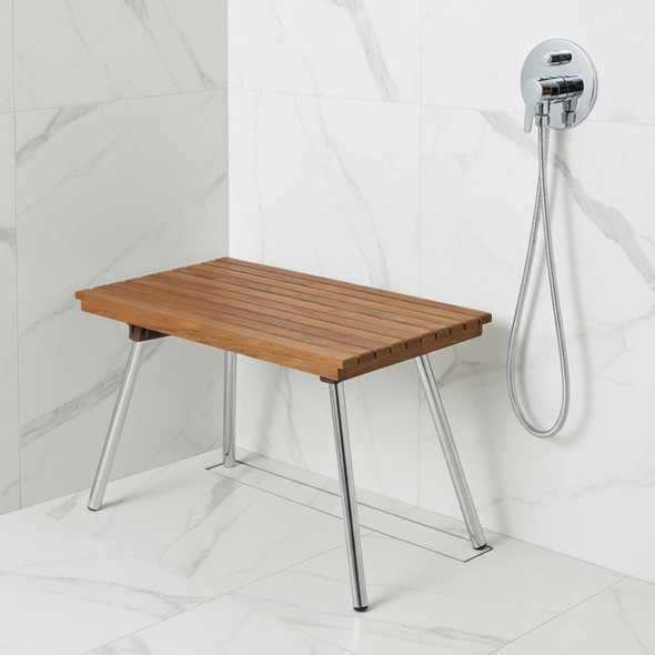 16" X 30" Brown Teak Rectangular Shower Bench