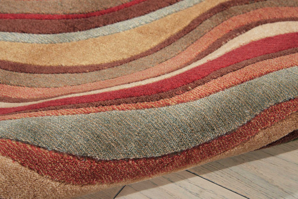 4' X 6' Ivory Tan And Red Striped Non Skid Area Rug