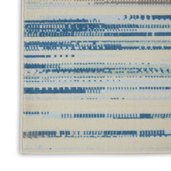 8' X 10' Ivory Blue and Gray Abstract Non Skid Area Rug