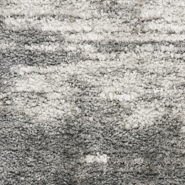 8' X 10' Charcoal and Ivory Abstract Shag Area Rug