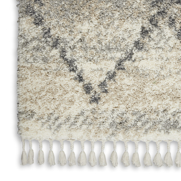 8' X 11' Ivory And Gray Geometric Shag Non Skid Area Rug