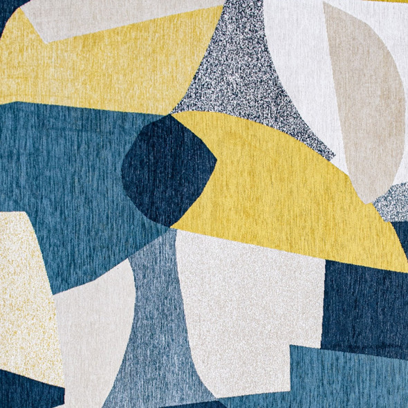 6' X 8' Blue And Yellow Abstract Washable Area Rug