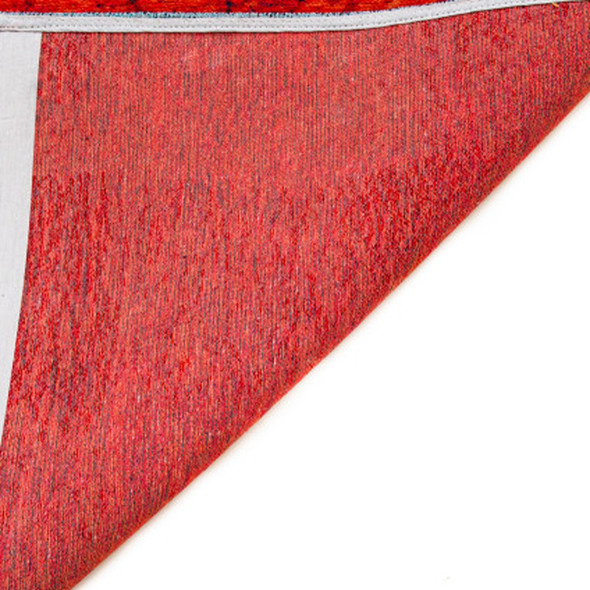9' X 13' Blue And Red Abstract Washable Area Rug
