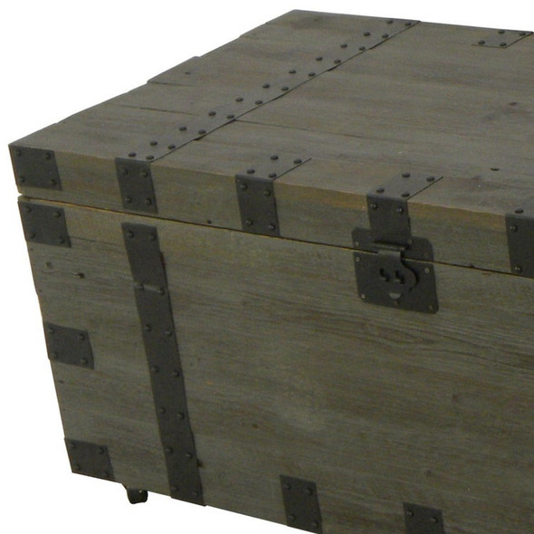 22" Brown Reclaimed Wood Distressed Trunk Coffee Table