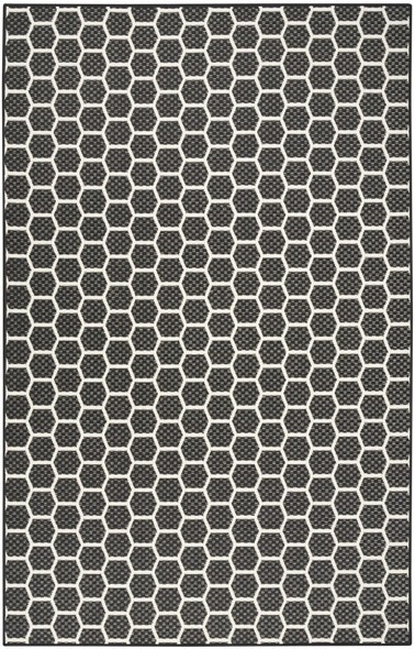 6' X 9' Black And Ivory Geometric Indoor Outdoor Area Rug