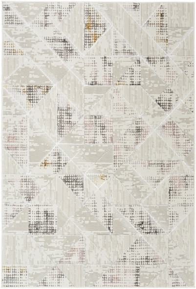 4' X 6' Beige Ivory and Gray Abstract Non Skid Area Rug