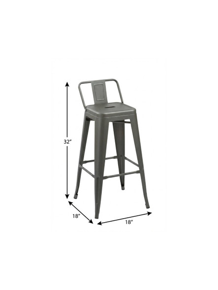Set of Four 26" Dark Gray Steel and Metal Low Back Counter Height Bar Chairs