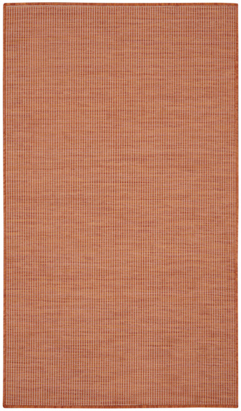 3' X 5' Rust And Ivory Indoor Outdoor Area Rug