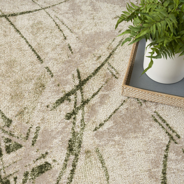 7' X 9' Green Abstract Area Rug