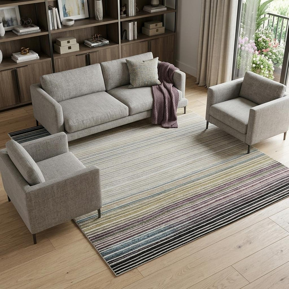 7' X 10' Beige and Blue Abstract Distressed Area Rug