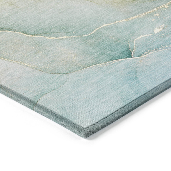 10' X 14' Green Abstract Washable Non Skid Indoor Outdoor Area Rug