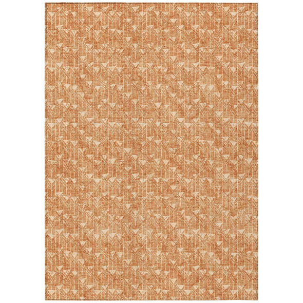 9' X 12' Bronze Geometric Washable Non Skid Indoor Outdoor Area Rug