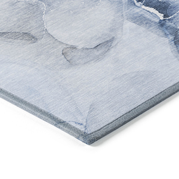 2' X 8' Blue Abstract Washable Indoor Outdoor Runner Rug