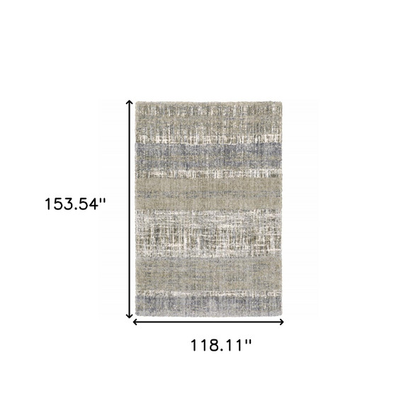 9' X 12' Grey And Ivory Abstract Lines Area Rug