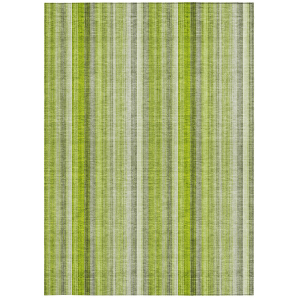 3' X 5' Green Striped Washable Non Skid Indoor Outdoor Area Rug
