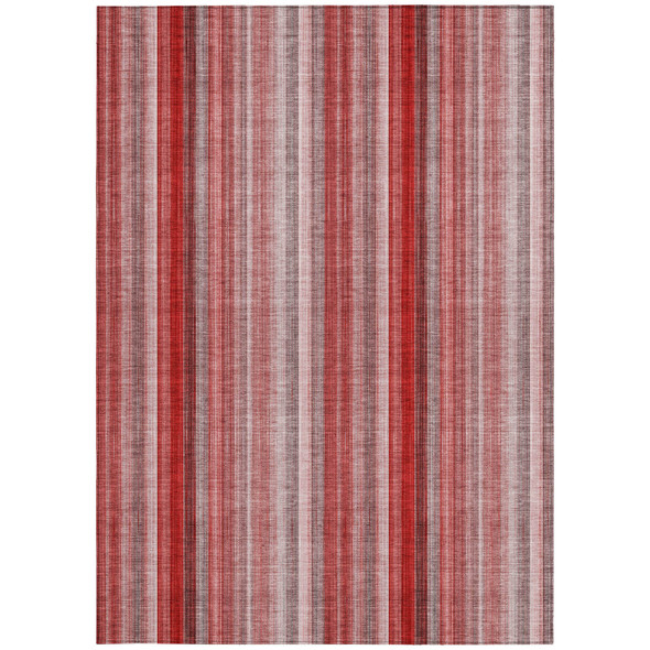 3' X 5' Gray Pink and Red Striped Washable Non Skid Indoor Outdoor Area Rug