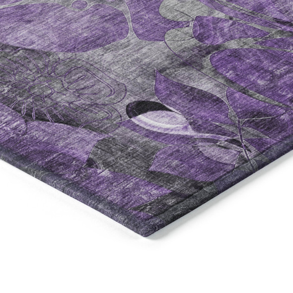 9' X 12' Purple Abstract Washable Indoor Outdoor Area Rug