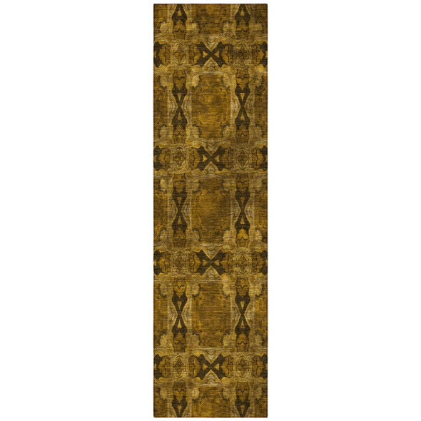 8' Runner Chocolate Floral Medallion Washable Non Skid Indoor Outdoor Runner Rug