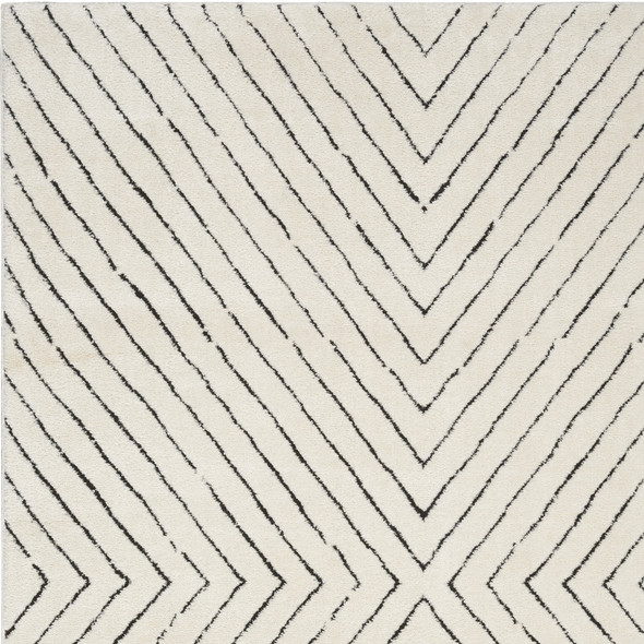 7' X 9' White Geometric Area Rug