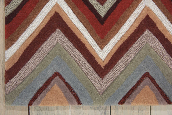 5' X 8' Red White and Brown Chevron Area Rug