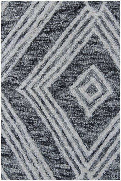 8' X 10' Black and Ivory Wool Abstract Geometric Hand Tufted Non Skid Area Rug