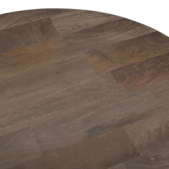 36" Brown Solid Wood Round Cross Legs Coffee Table