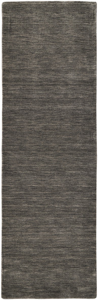 8' Brown Wool Hand Woven Runner Rug