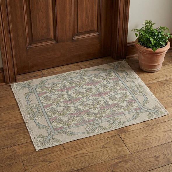 2' X 3' Ivory Gray and Pink Wool Floral Hand Knotted Area Rug