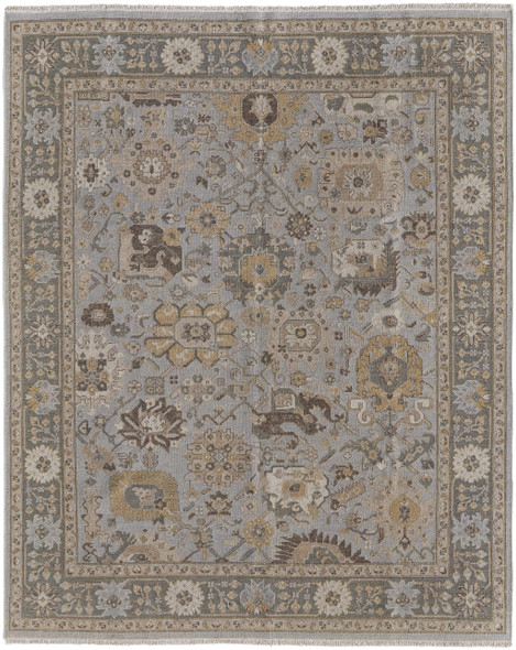 4' X 6' Gray and Brown Wool Oriental Hand Knotted Area Rug With Fringe