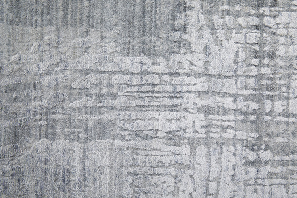 4' X 6' Light Blue and Silver Abstract Hand Woven Worn Faded Area Rug