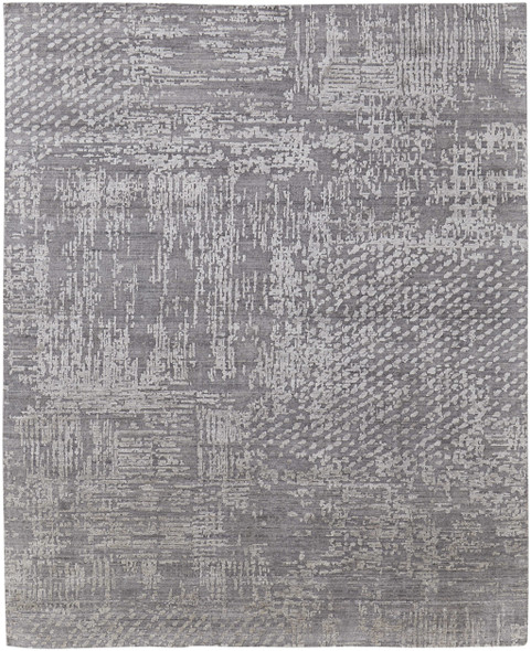 4' X 6' Gray and Silver Abstract Hand Woven Worn Faded Area Rug