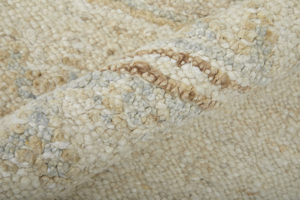 8' X 10' Ivory Tan and Gray Wool Floral Hand Knotted Area Rug