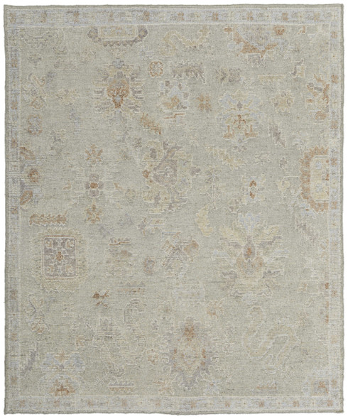 12' X 15' Gray and Brown Wool Floral Hand Knotted Area Rug